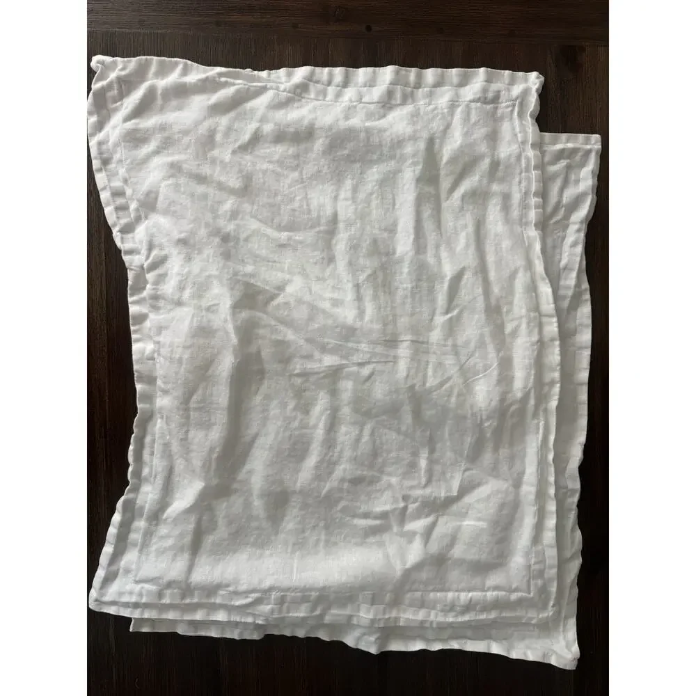 Simple & Opulence 100% Linen Pillow Cover Sham White Pair / Set 2 Standard 20x26